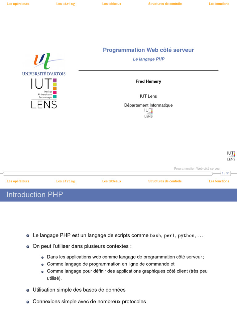 Introduction au langage PHP et ses bases | PDF | PHP | Perl (langage)
