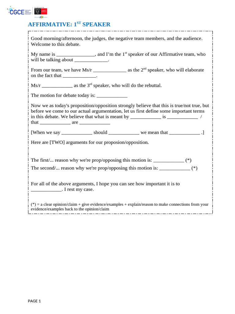 Script For AFFIRMATIVE TEAM | PDF
