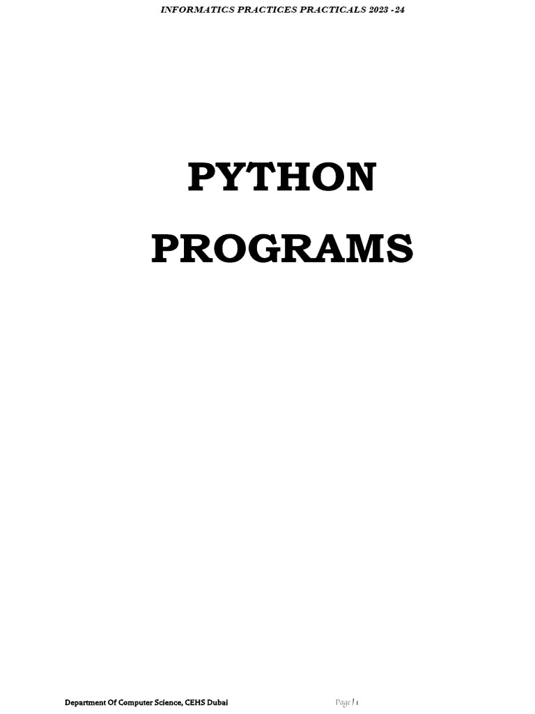 CEHS Dubai Python Practicals 2023-24 | PDF | Computer Science | Area