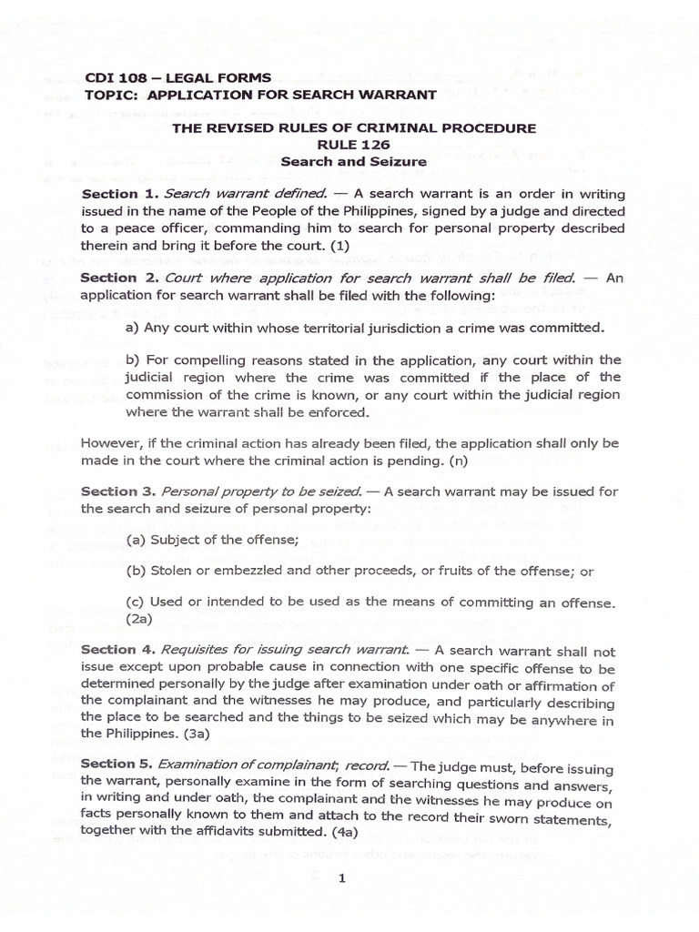 Application For Search Warrant | PDF