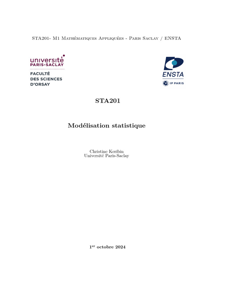 Modélisation Statistique en STA201 | PDF | Estimateur (statistique ...