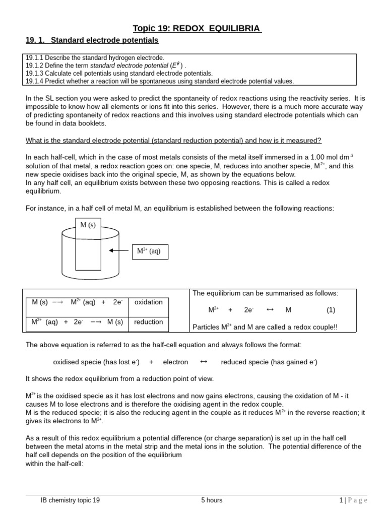 Understanding Standard Electrode Potentials | PDF | Redox ...