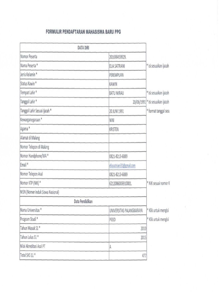 Formulir Pendaftaran Mahasiswa Baru Ppg Pdf