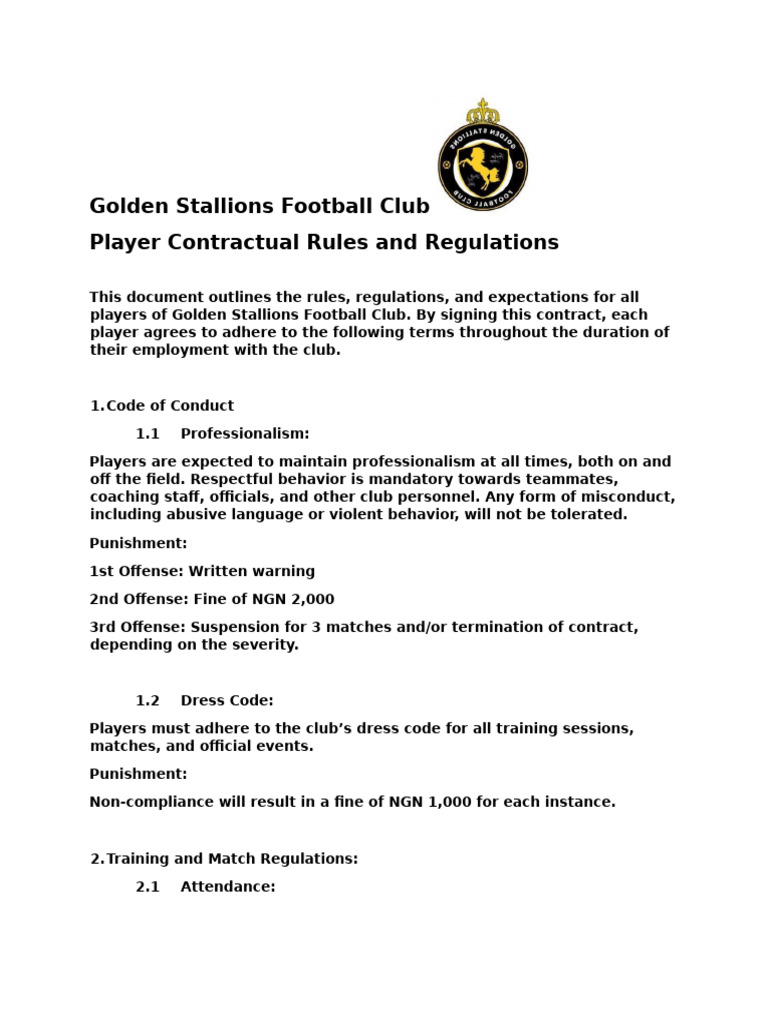 GSFC Signed Player's Contract | PDF | Crimes | Crime & Violence