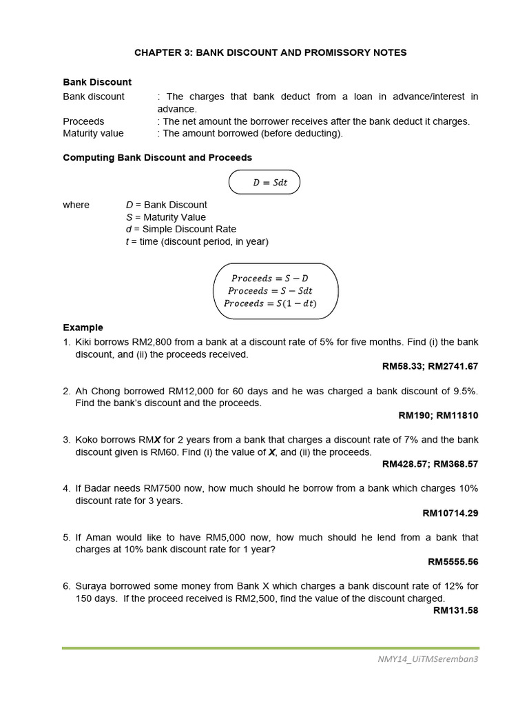 Bank Discount & Promissory Notes | PDF | Promissory Note | Interest