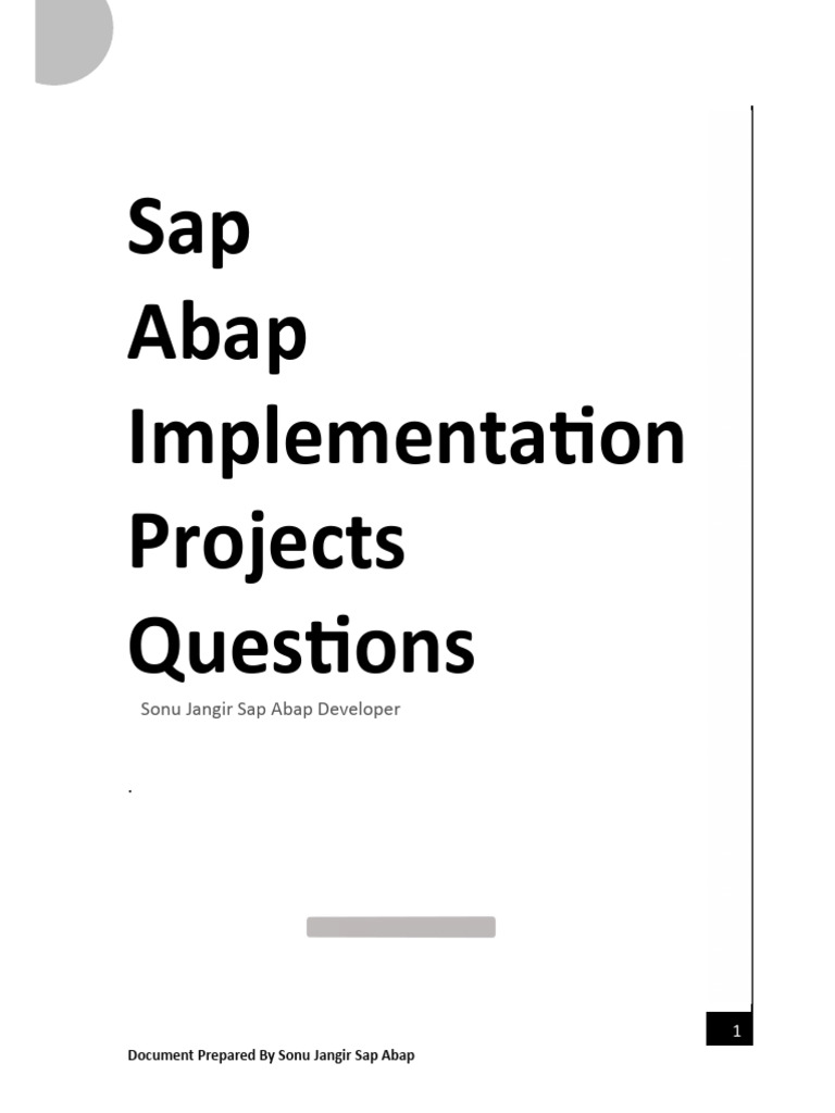 Sap abap implementation projects questions pdf software engineering
