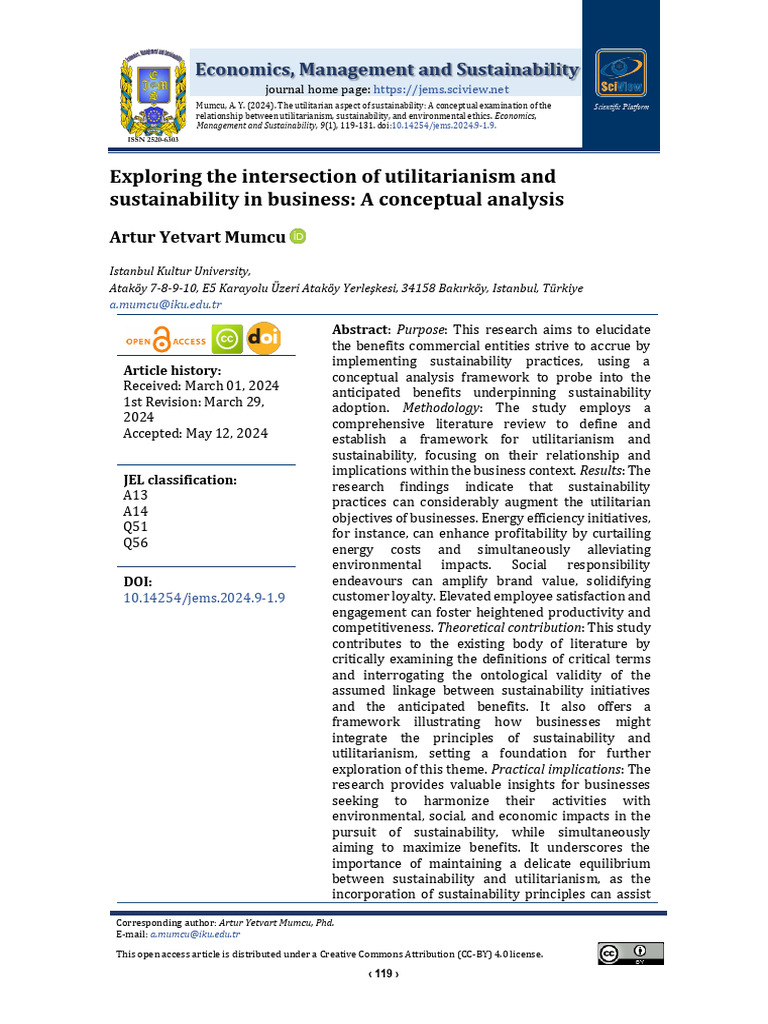 Utilitarianism and Sustainability in Business | PDF | Utilitarianism ...