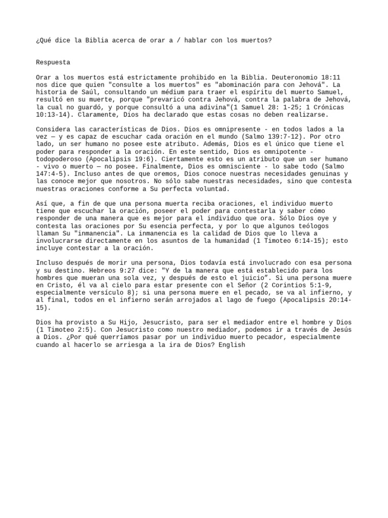 Orar o hablar con los muertos got questions pdf oraci n