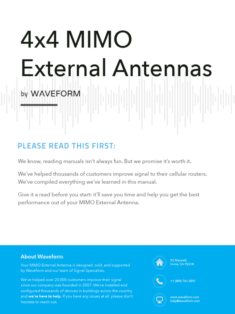 Waveform MIMO 2x2 Antenna Kit Guide | PDF | Wi Fi | Mimo