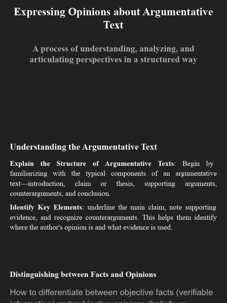 Expressing opinions about argumentative text pdf