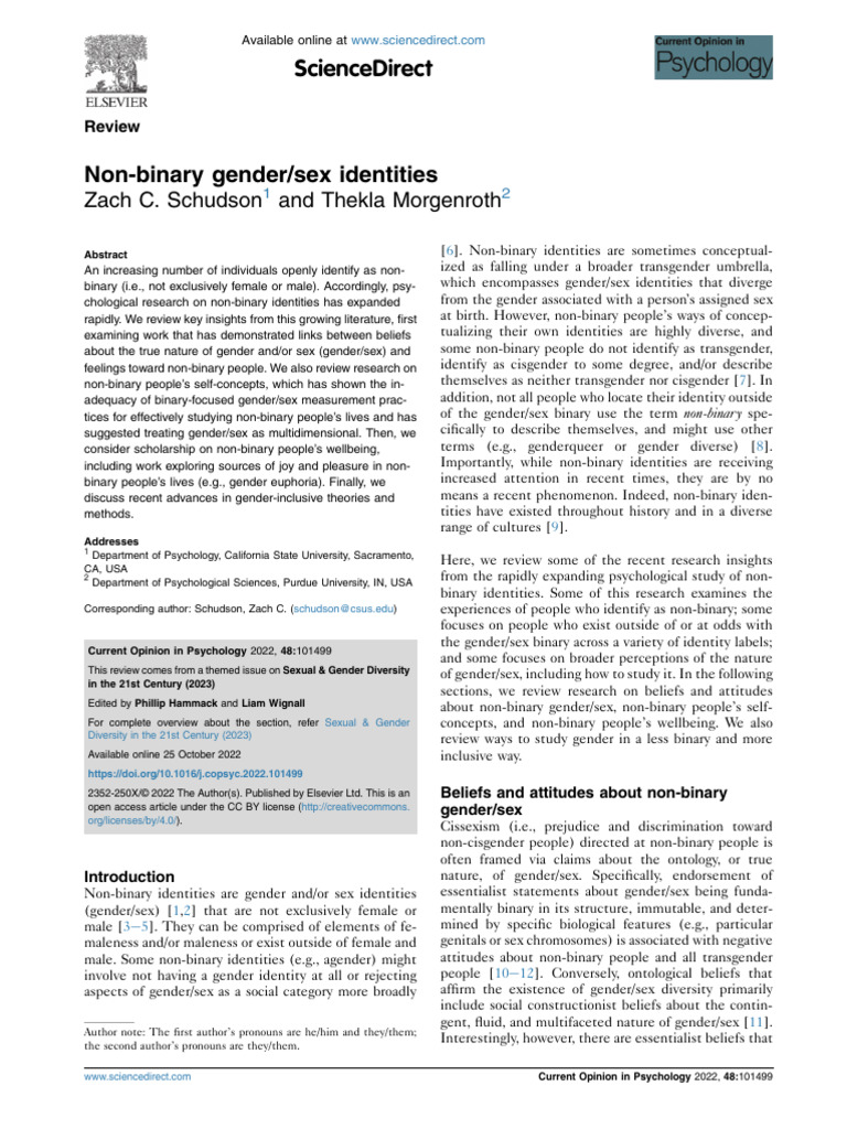 Insights on Non-Binary Identities | PDF | LGBTQIA+ Studies | Transgender