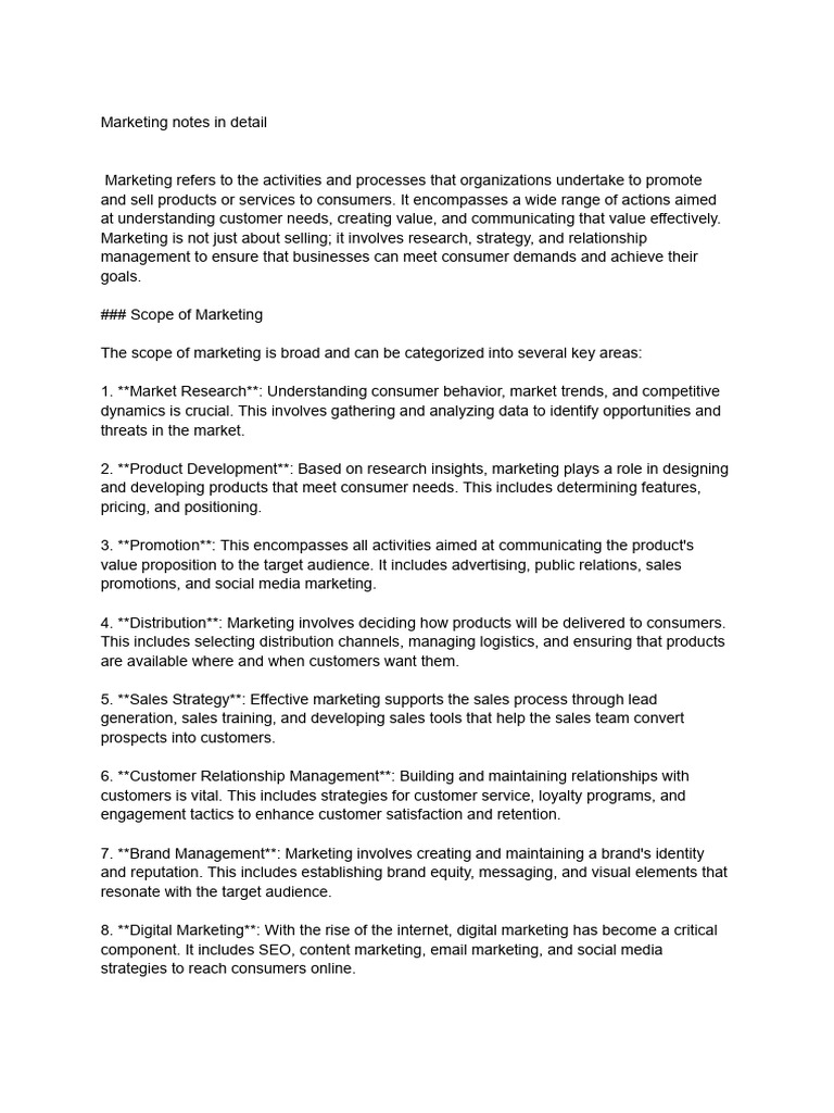 Comprehensive Marketing Overview | PDF | Marketing | Consumer Behaviour