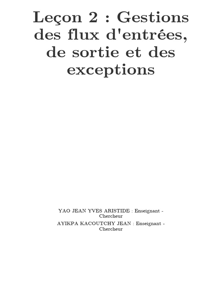 Gestion des flux et exceptions en Java | PDF | Java (Langage de ...
