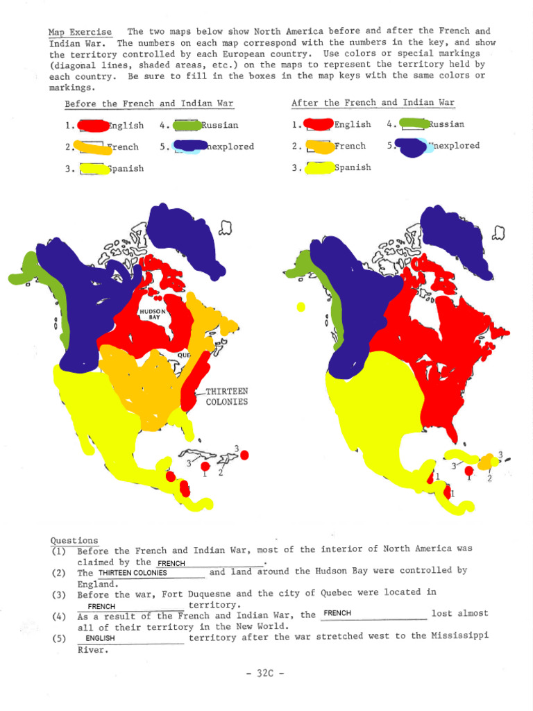 French and Indian War Map Activity | PDF | Foreign Language Studies