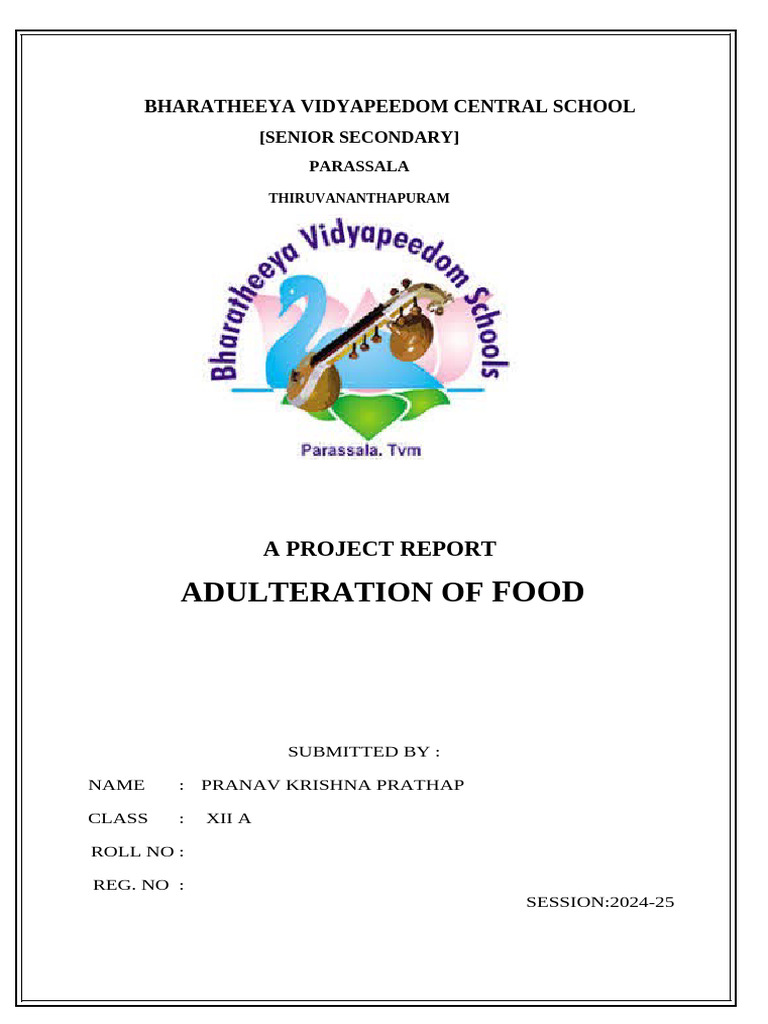 Food Adulteration Project Report | PDF | Chili Pepper | Foods