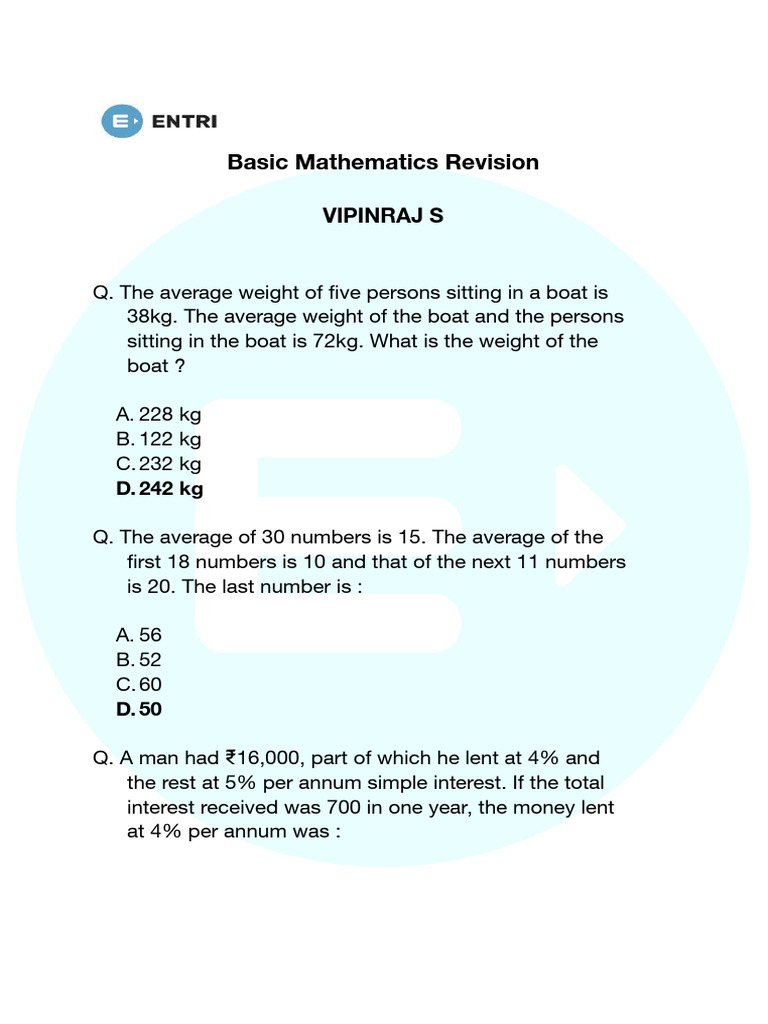 Basic Mathematics Revision | PDF | Area