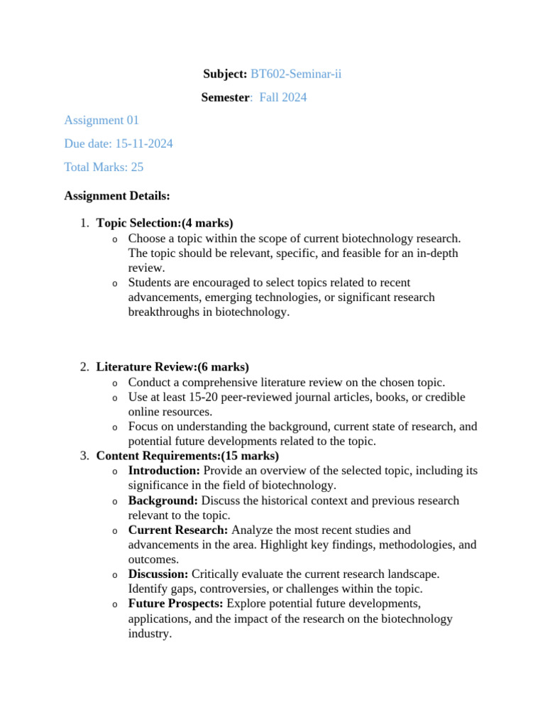 Fall 2024 - BT602 - 1 | PDF | Methodology | Science