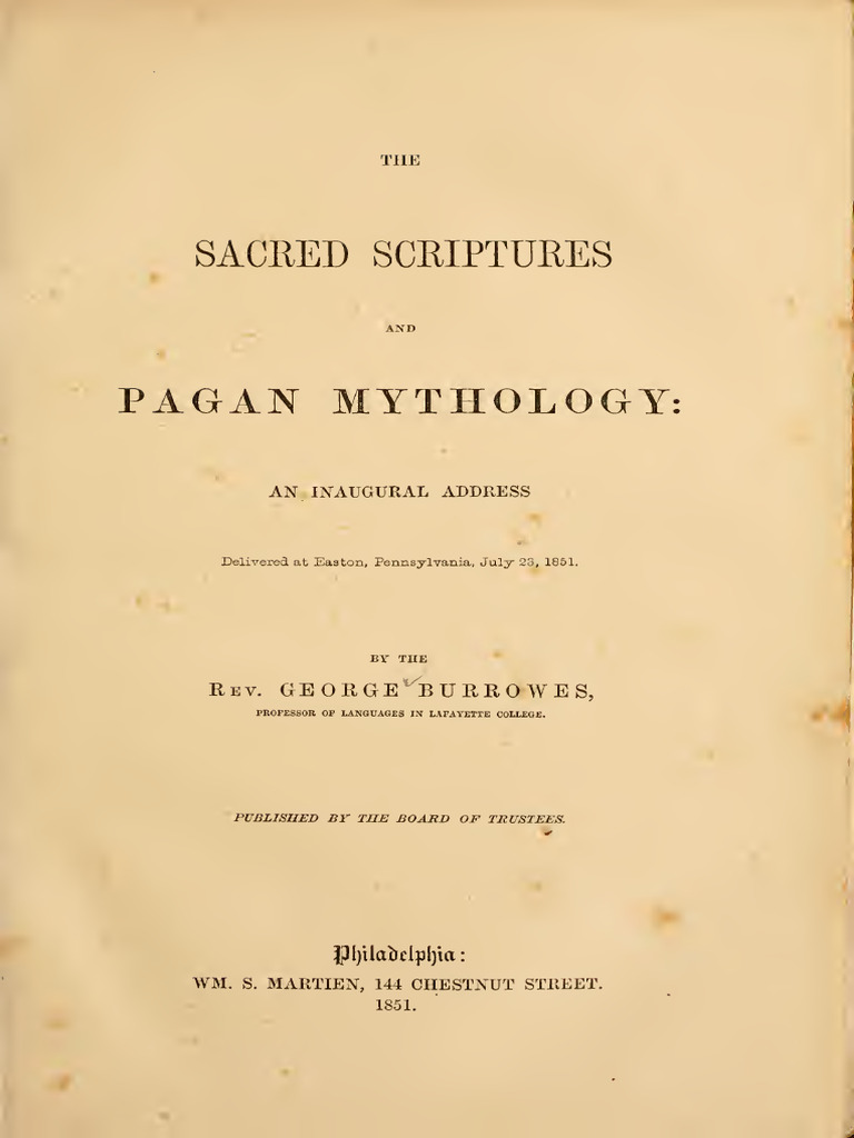 Burrowes, George, The Sacred Scriptures and Pagan Mythology | PDF ...