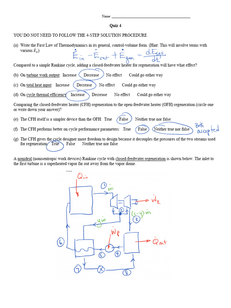 Quiz 4 Solution | PDF | Energy Technology | Thermodynamic Properties