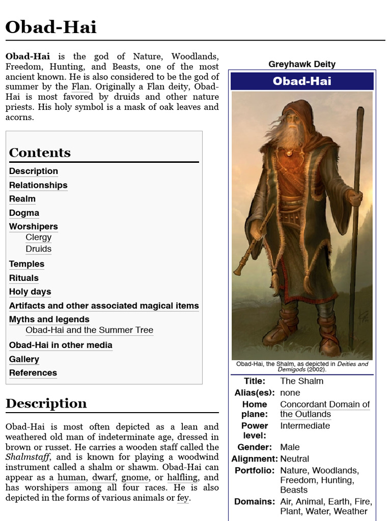 Obad-Hai: God of Nature and Freedom | PDF | Fantasy Role Playing Games ...