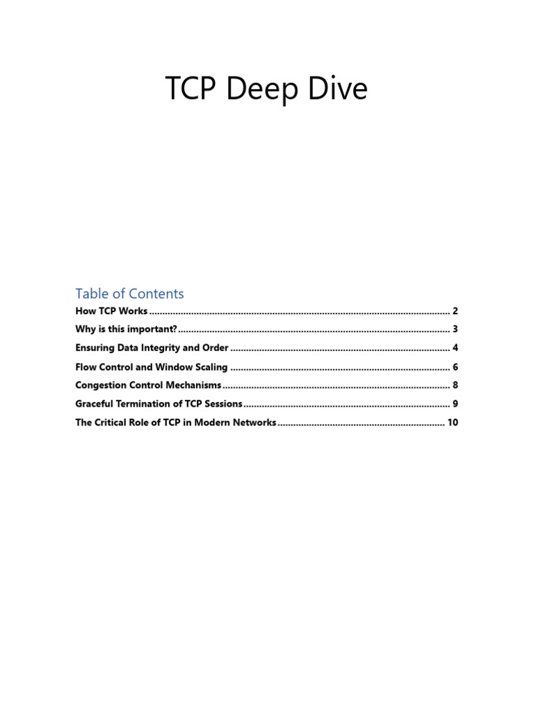 TCP Deep Dive | PDF