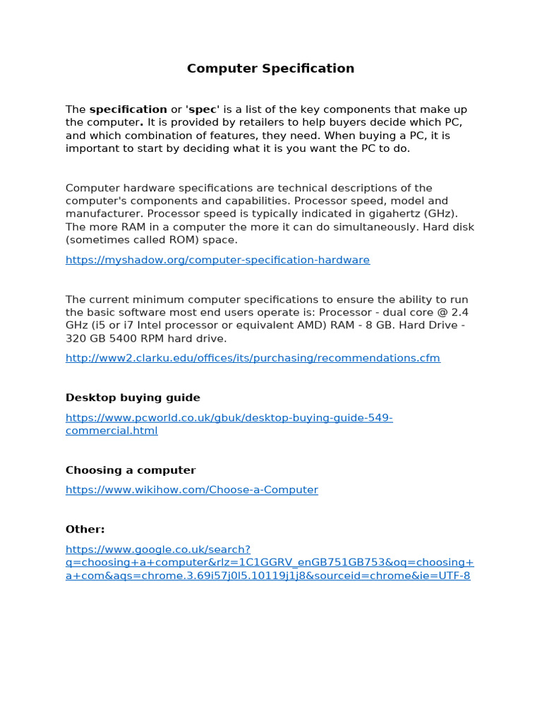 Choosing A Computer System | PDF