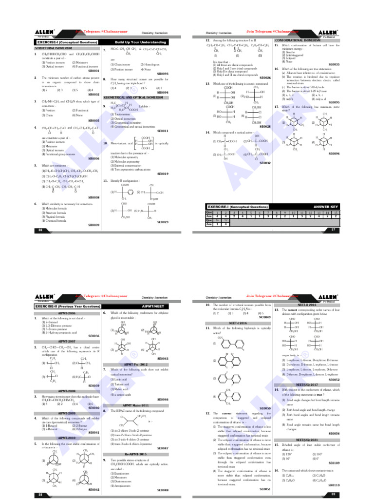 ISOMERISM Merged | PDF | Conformational Isomerism | Isomer