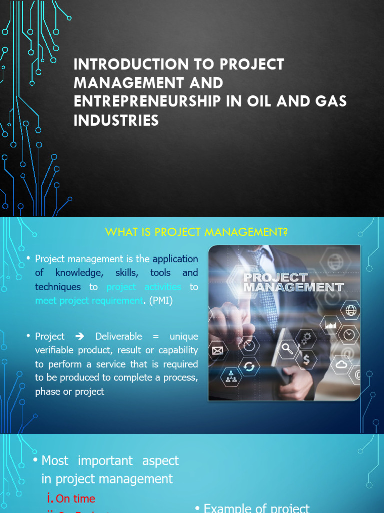 Introduction To Project Management and Entrepreneurship in Oil-ZK | PDF ...