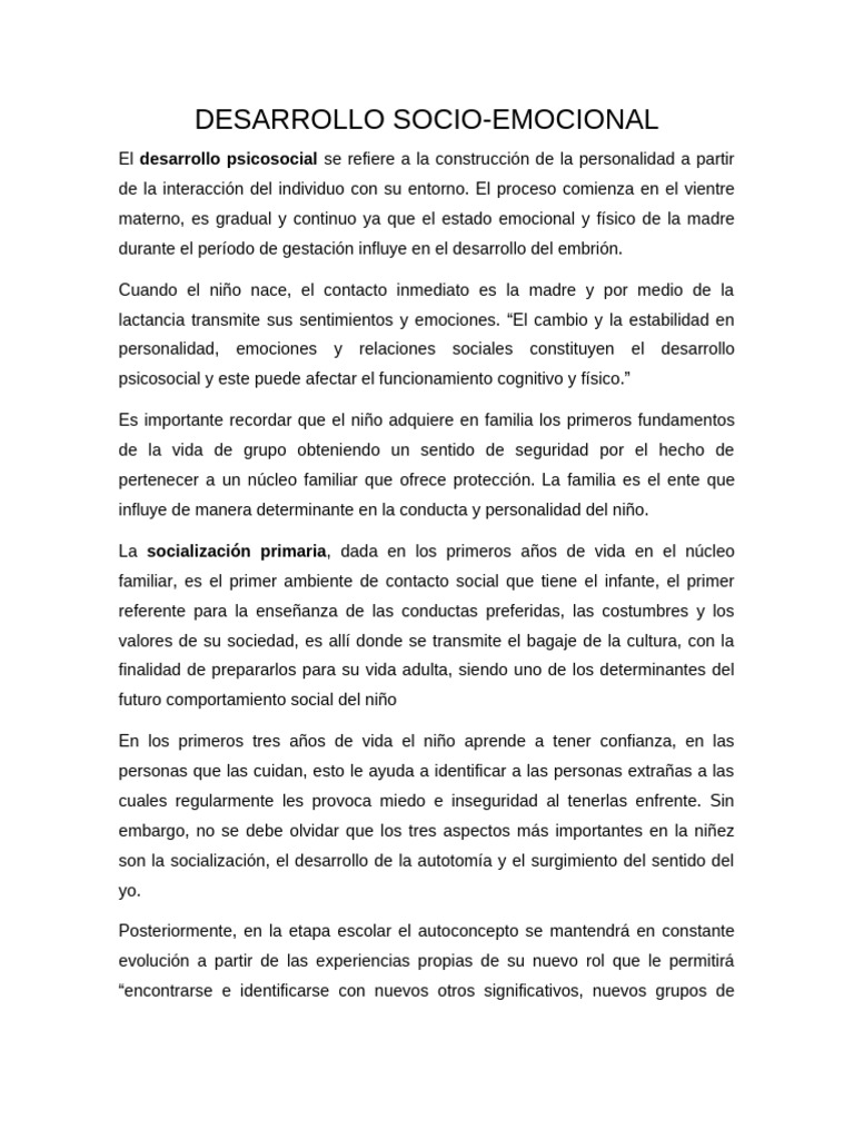 Desarrollo Emocional | PDF | Las emociones | Autoestima