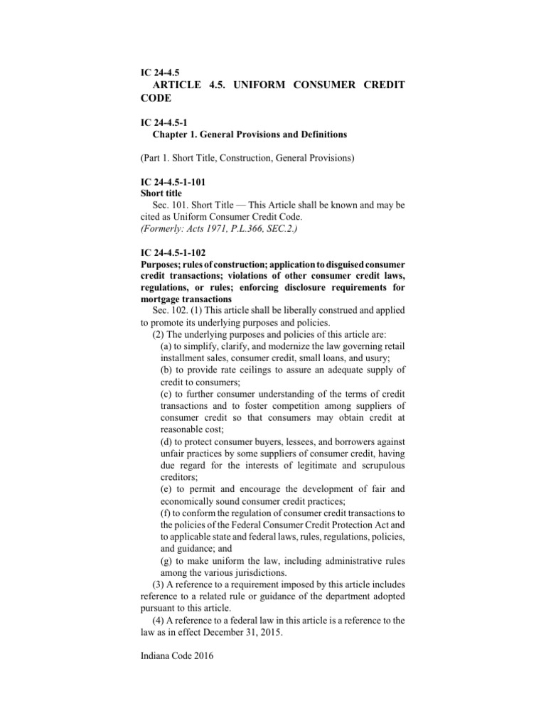Uniform Consumer Credit Code Act | PDF | Credit | Finance & Money ...