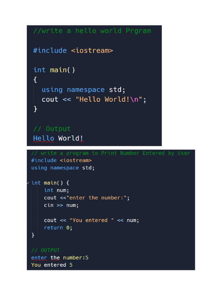 c++ Programs | PDF image.