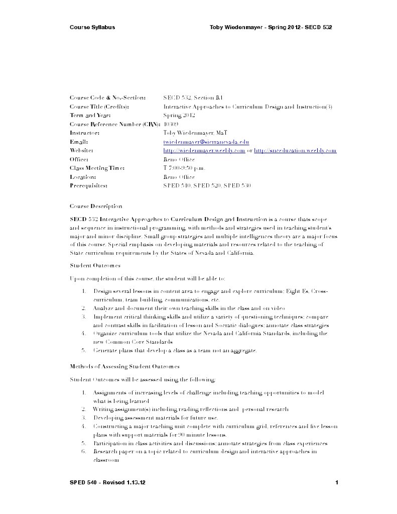 Syllabus Secd 532 | PDF | Academic Dishonesty | Teachers