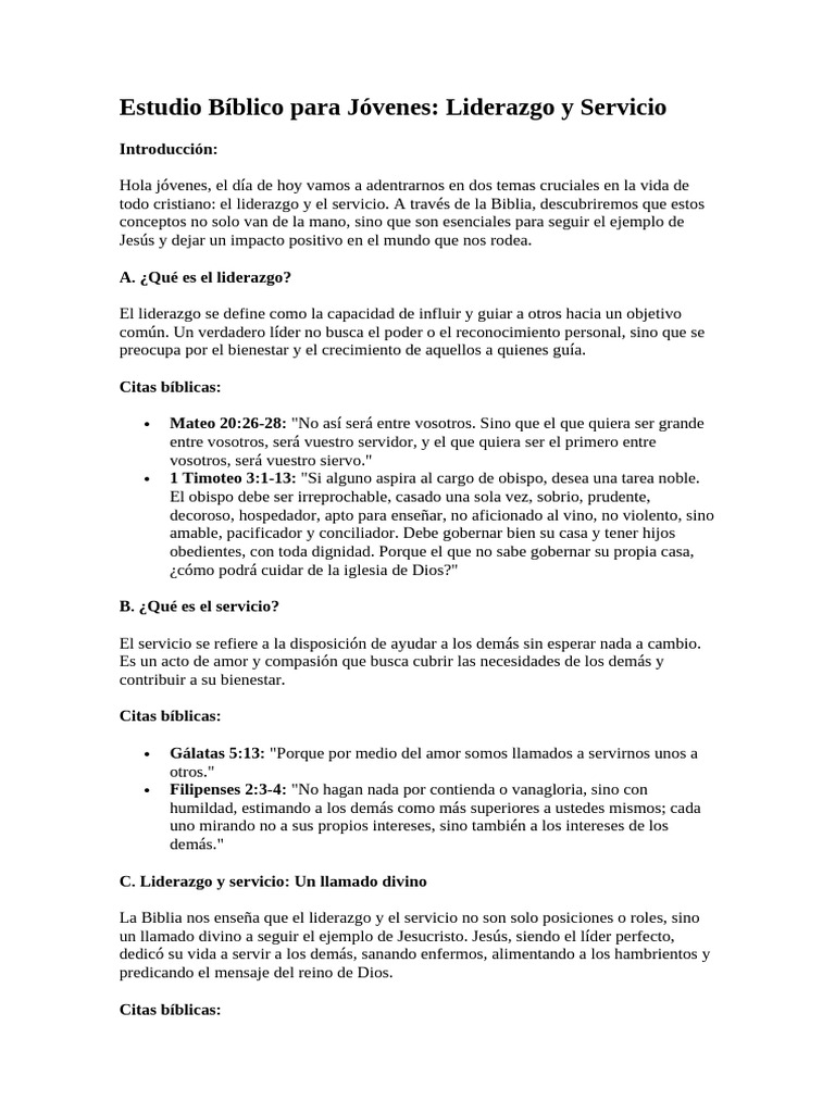 Liderazgo y Servicio en la Juventud Cristiana | PDF | Liderazgo | Jesús