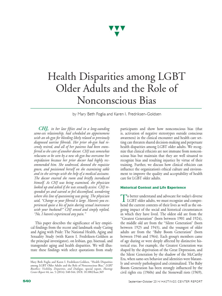 Health Disparities in LGBT Older Adults | PDF | Lgbt | LGBTQIA+ Studies