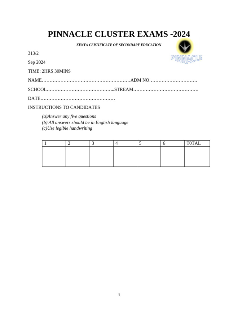 KCSE 2024 CRE Paper 2 Exam Guide | PDF | Sports & Recreation | Social ...
