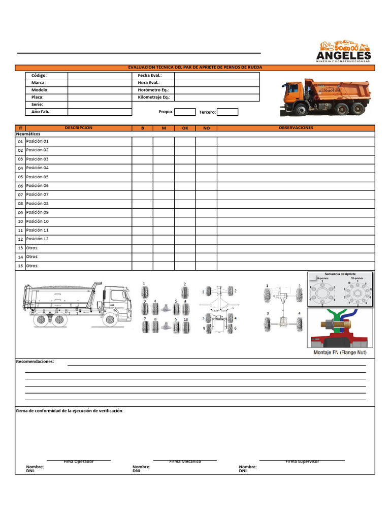Checklist de Torqueo de Pernos de Rueda | PDF