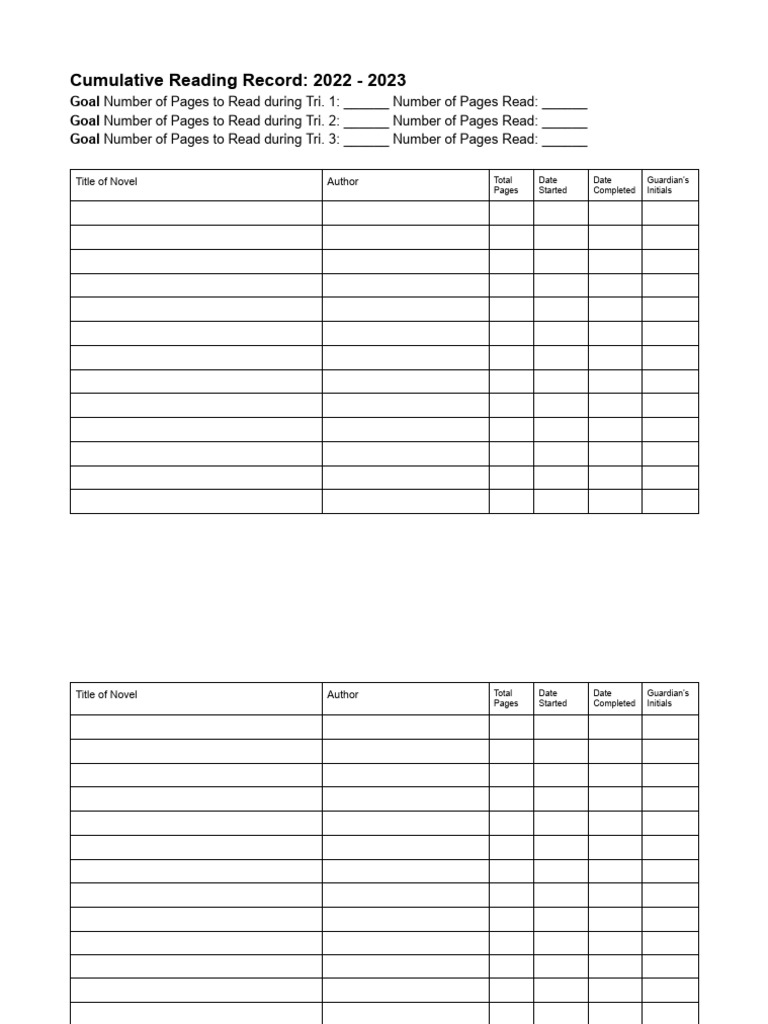 Cumulative Reading Record - 2023 - 2023 | PDF | Games & Activities | Art