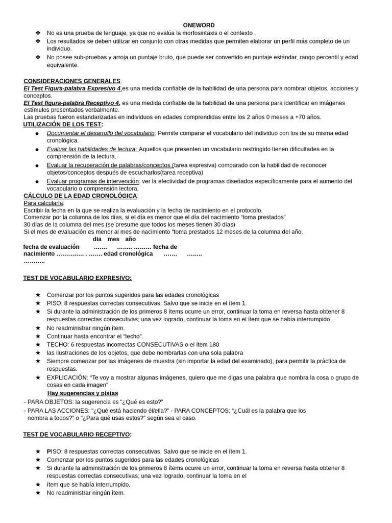 Evaluación del Test One Word | PDF | Cognición | Ciencia cognitiva