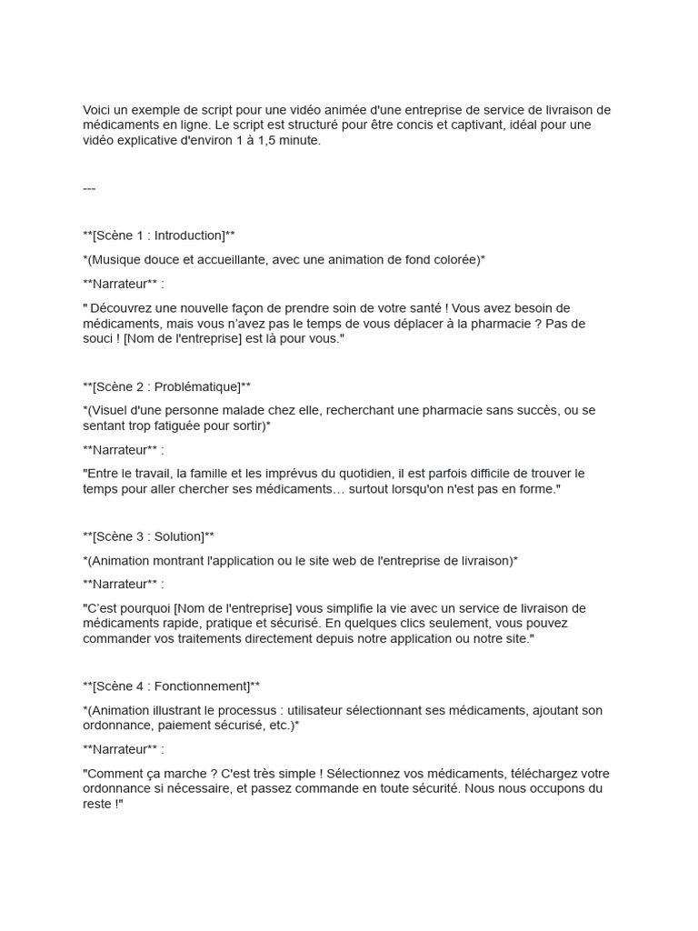 Exemple de script vidéo de livraison | PDF | Application