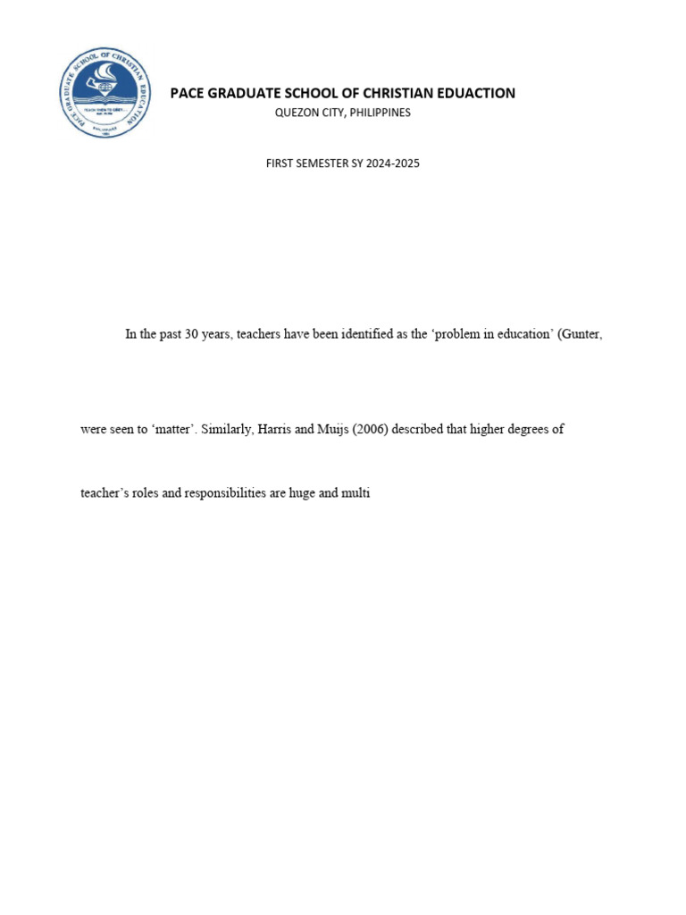 Ce 504 Teachers Quality Report .Salie Quilpio | PDF | Teachers | Faith
