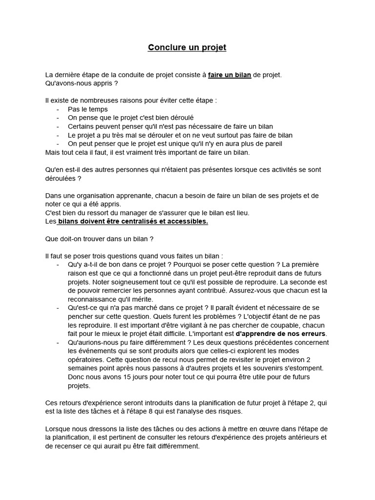 Conclure Un Projet | PDF