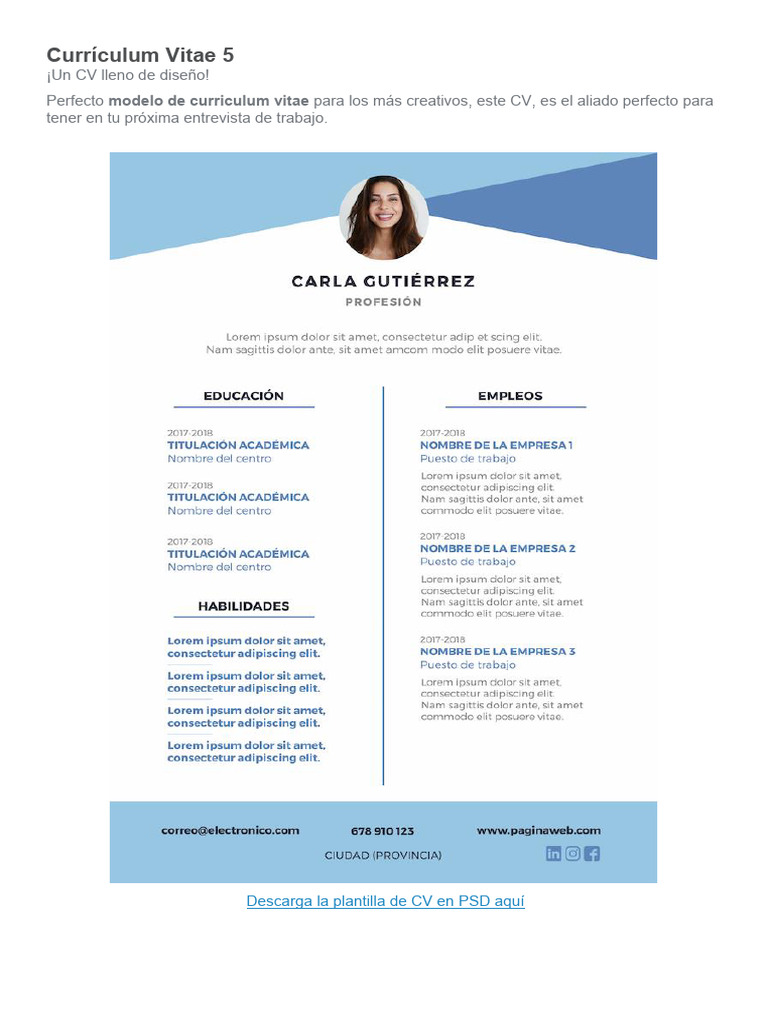 MODELOS DE CV GRATIS DESCARGAR visual data 2