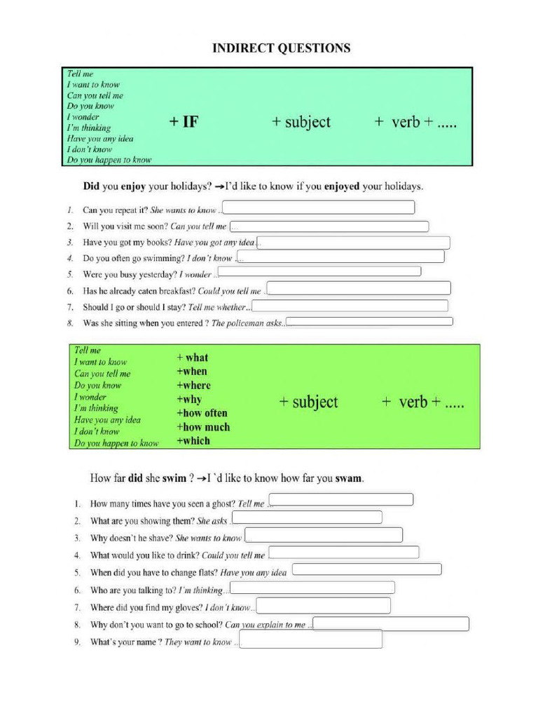 Indirect Questions | PDF