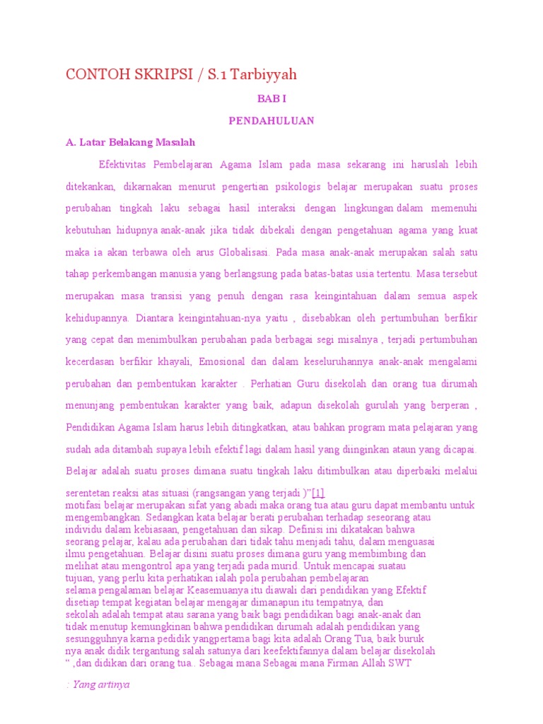 76228543 Contoh Skripsi Efektifitas Pembelajaran Pai 1