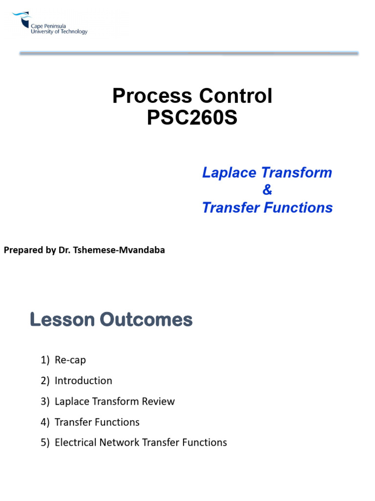 2023 LESSON 2 - Laplace Transform and Transfer Functions.v1 | PDF ...