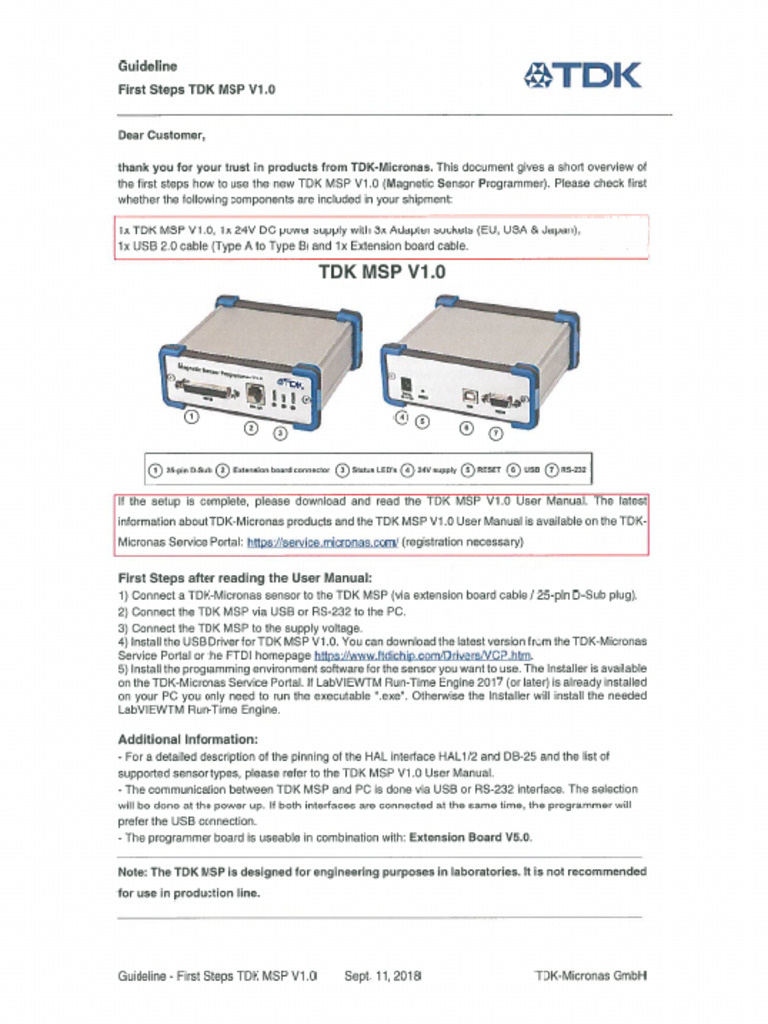 TDK MSP V1.0 | PDF