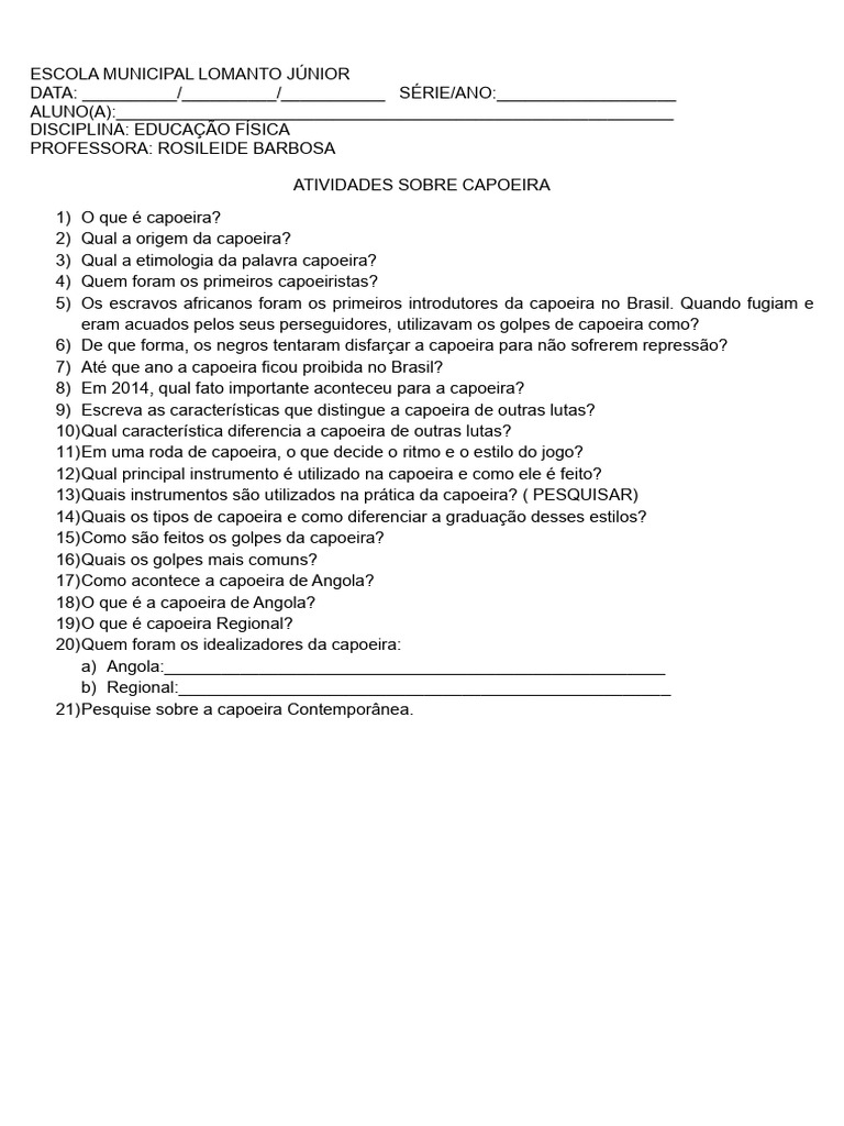 Etimologia da Palavra Capoeira | PDF | Turismo