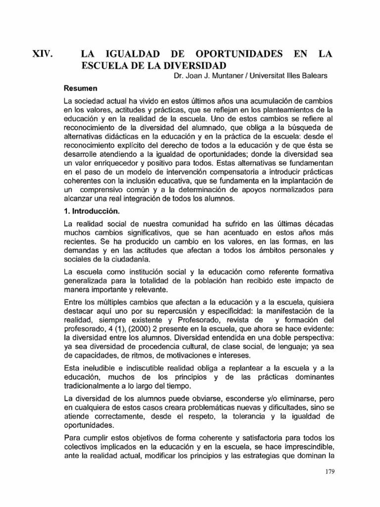 Igualdad de Oportunidades en Educación | PDF | Maestros | Aprendizaje