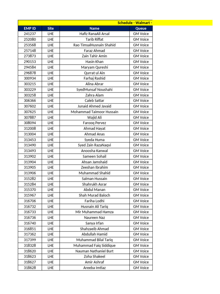Walmart WS1102 Schedule 2024 | PDF | Banu Hashim
