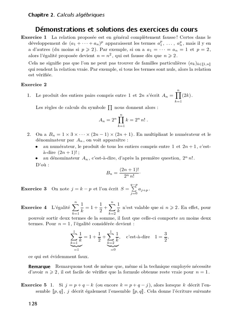 Solutions d'exercices d'algèbre | PDF | Concepts mathématiques ...